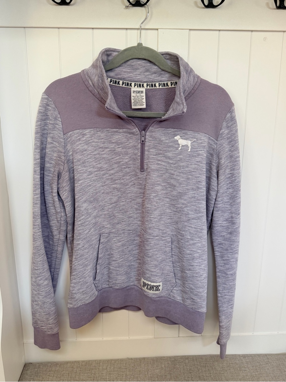 PINK Victoria's Secret Women’s Lavender Heather Quarter-Zip Pullover Sweater
